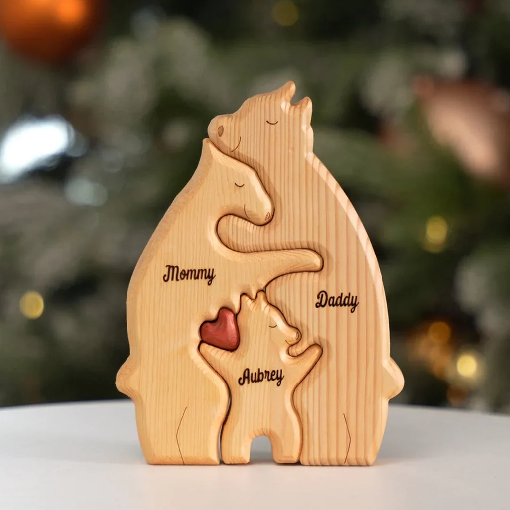 Puzzle de oso familiar personalizado de madera 