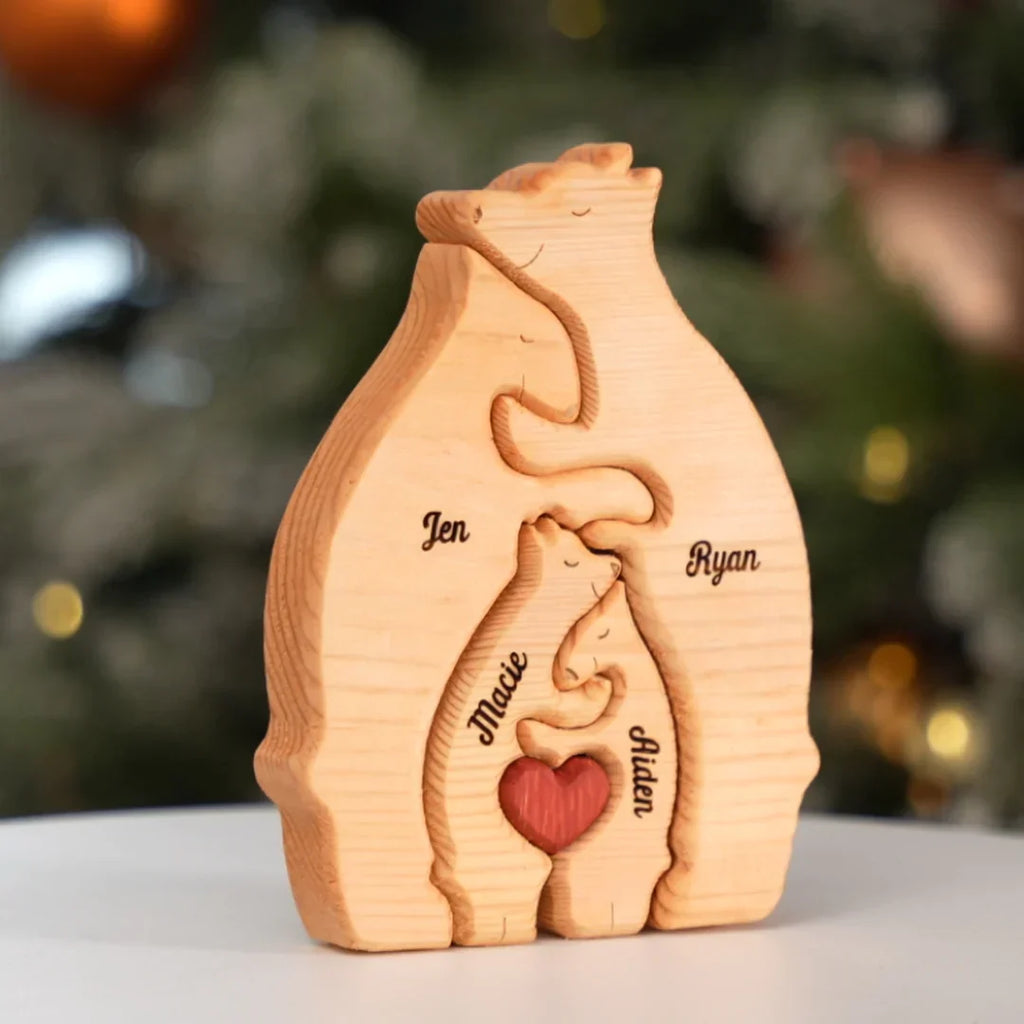 Puzzle de oso familiar personalizado de madera 