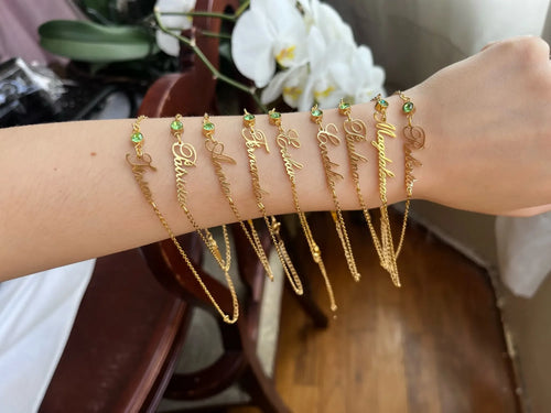 Bracelet Personnalisé DIY Avec Pierre De Naissance Pour Femme, Bracelet Avec Nom Personnalisé Pour Elle, Cadeau D'Anniversaire, Bracelet Exquis Et Tendance