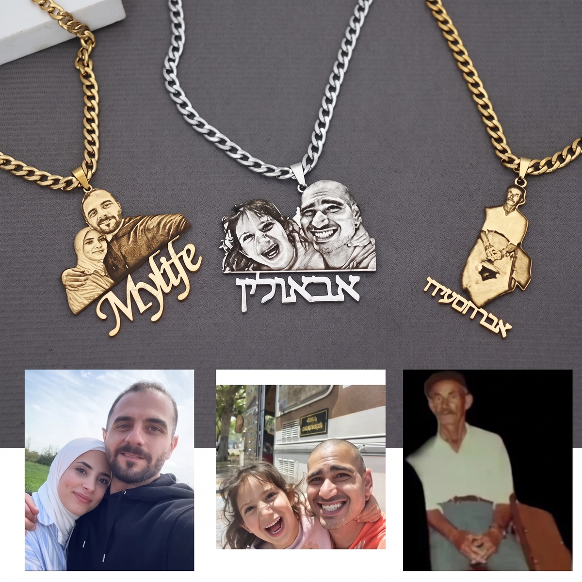 Personalizovaný náhrdelník s fotografií a gravírovaným portrétem 